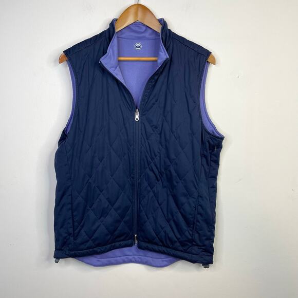 Peter Millar Quilted Reversible Lightweight Vest Navy Blue Purple Golf Mens L - Picture 3 of 17